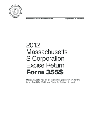 Massachusetts S Corporation Excise Return Form 355S