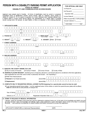 Hawaii Disability Parking Permit Application