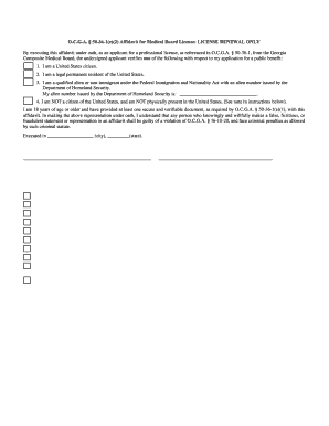 Georgia Medical Board License Renewal Affidavit
