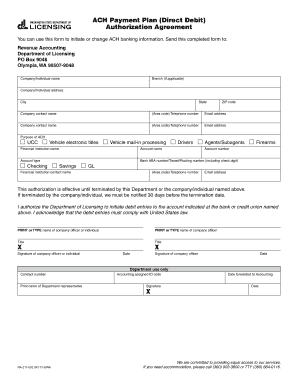 ACH Payment Plan Authorization Agreement