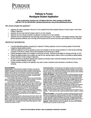 Pathway to Purdue Nondegree Student Application