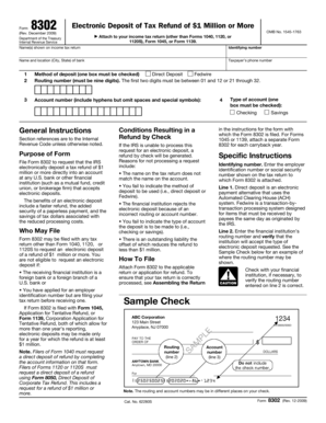IRS Form 8302 Electronic Deposit of Tax Refund