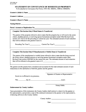 Ohio Statement of Conveyance of Homestead Property