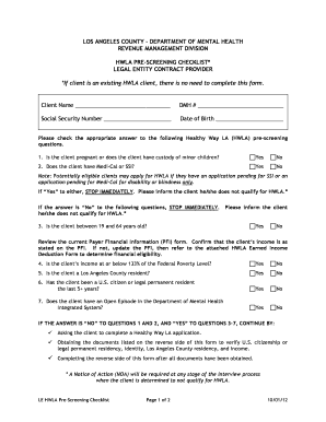 HWLA Pre-Screening Checklist