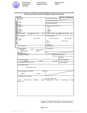 Veterinary Certificate for EU Transit of Poultry Products