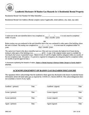 Landlord Disclosure of Radon Gas Hazards