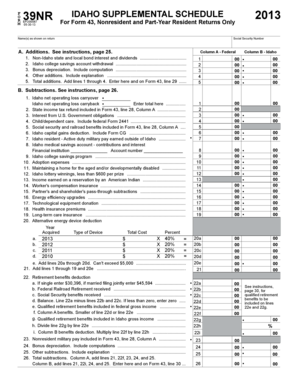 Idaho Supplemental Schedule 2013