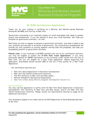 M/WBE Certification Application