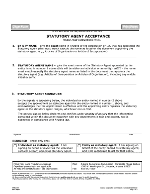 Arizona Statutory Agent Acceptance Form