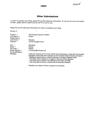 STB Finance Docket Submission