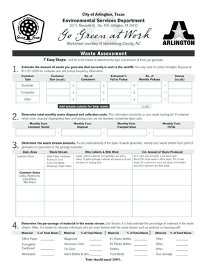 Waste Assessment Worksheet