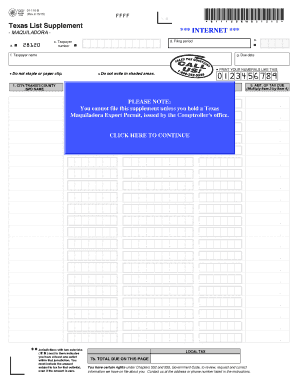 Texas Maquiladora Export Tax Return List Supplement