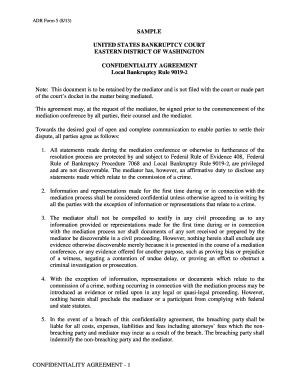 Confidentiality Agreement for Bankruptcy Mediation
