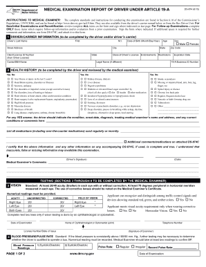New York Driver Medical Examination Report