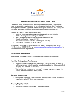 California Junior Loan Subordination Application