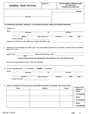 Massachusetts General Trust Petition