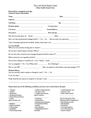 Client Health Intake Form