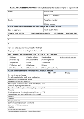 Travel Risk Assessment Form