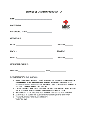 Change of Licensed Producer Form
