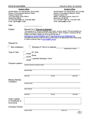 California Permit to Operate Pressure Vessel