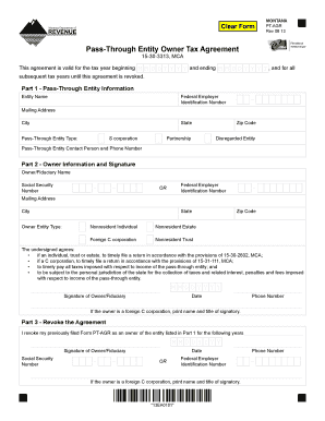 Montana Pass-Through Entity Owner Tax Agreement