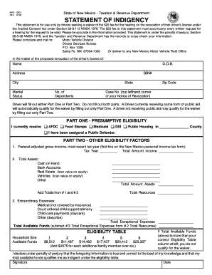 New Mexico Driver's License Indigency Waiver Form