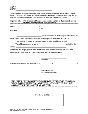 Child Support Payment Redirection Form
