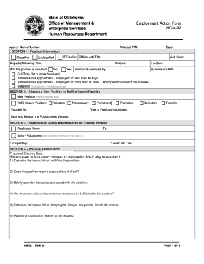 Oklahoma Employment Action Form
