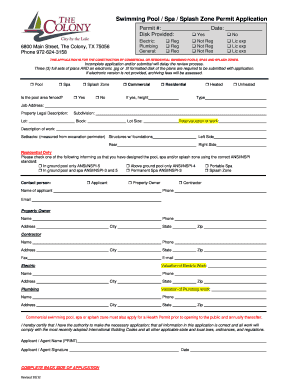 Texas Swimming Pool Permit Application