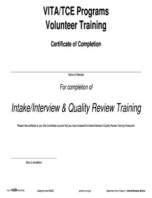 IRS Volunteer Training Certificate