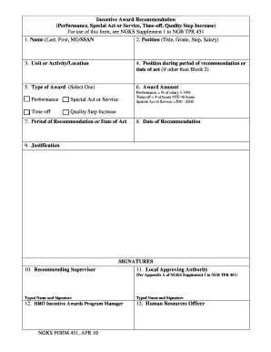 Incentive Award Recommendation Form