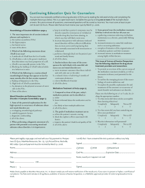 Continuing Education Quiz for Counselors