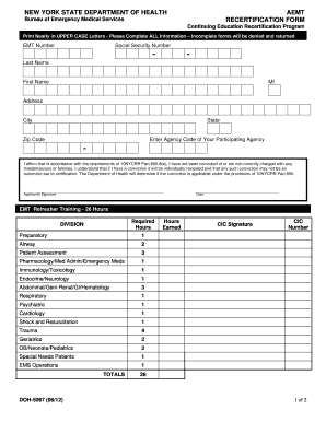 New York AEMT Recertification Form