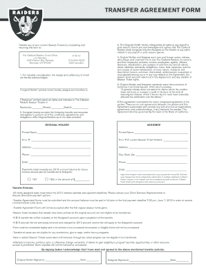 Oakland Raiders Season Ticket Transfer Agreement