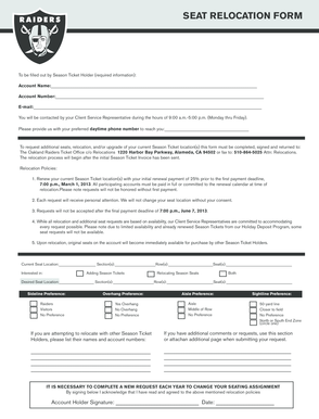 Oakland Raiders Seat Relocation Form