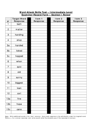 Word Attack Skills Test