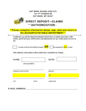 Direct Deposit Authorization Form