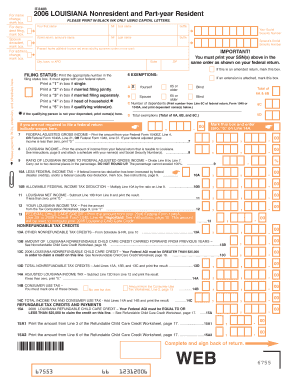 2006 Louisiana Nonresident and Part-year Resident Tax Form