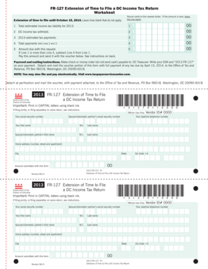 DC Income Tax Return Extension Form