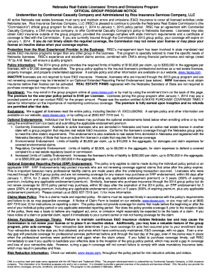 Nebraska Real Estate Licensees' Errors and Omissions Program