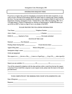 Immigration Court Information Request Form