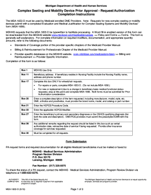 Michigan Complex Seating and Mobility Device Prior Approval Request