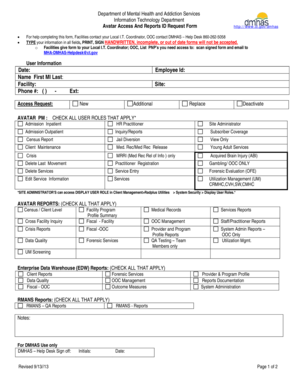 Avatar Access And Reports ID Request Form
