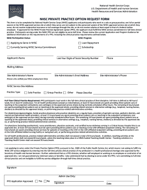 NHSC Private Practice Option Request Form