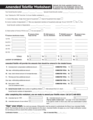 Amended Telefile Worksheet