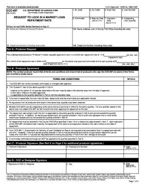 USDA Request to Lock in a Market Loan