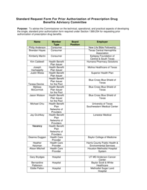 Standard Request Form For Prior Authorization of Prescription Drug