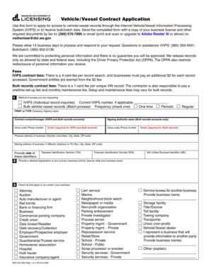 Washington Vehicle/Vessel Contract Application