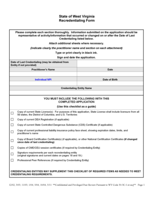 West Virginia Recredentialing Form