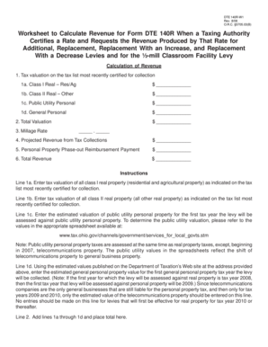 Ohio DTE 140R-W1 Revenue Calculation Worksheet